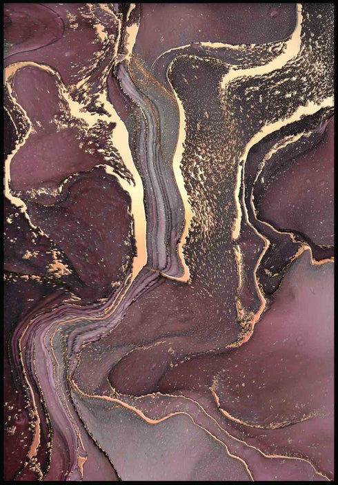 Poster aus echtem Roségold mit Rubinmineralien
